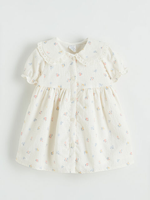 LCW baby Bebe Yaka Çiçek Desenli Kız Bebek Elbise - S6N247Z1-LQA