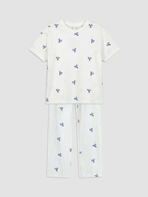 LCW Kids Fiyonk Baskılı Kız Çocuk Pijama Takımı