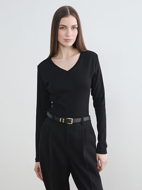 LCWAIKIKI Basic V Yaka Kadın Body - S6N268Z8-CVL