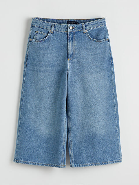 LCW Jeans Yüksek Bel Bermuda Fit Kadın Jean Şortolon - S6N306Z8-507