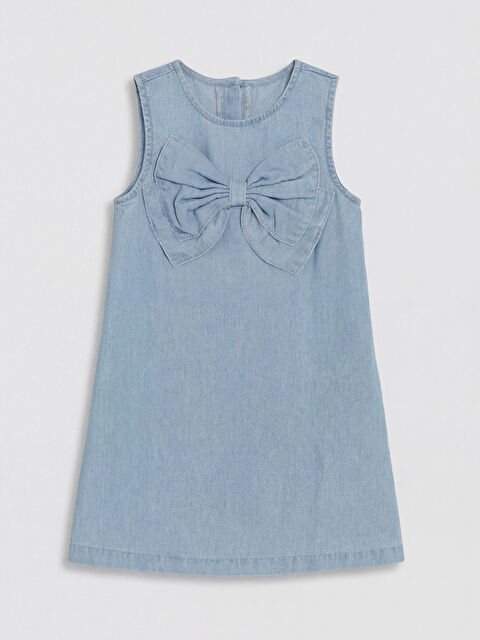 LCW baby Bisiklet Yaka Fiyonk Detaylı Kız Çocuk Elbise