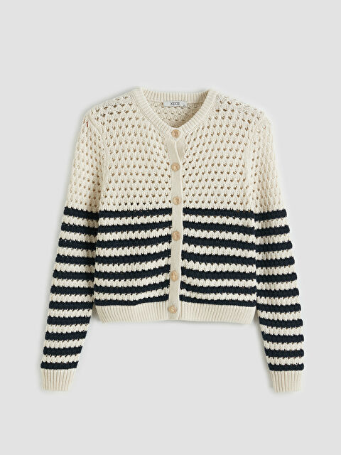 XSIDE Bisiklet Yaka Ajurlu Kadın Triko Hırka - S6N342Z8-LGS