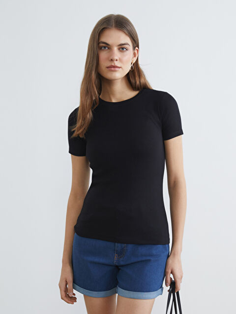 LC WAIKIKI Bisiklet Yaka Kadın Tişört - S6N375Z8-CVL