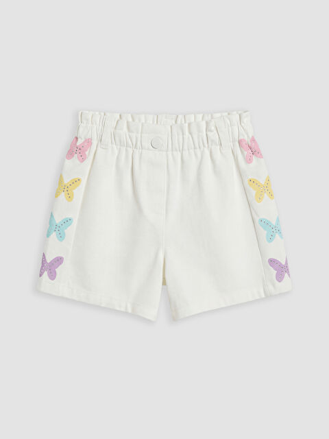 LCW Kids Kelebek Nakışlı Kız Çocuk Şort Etek