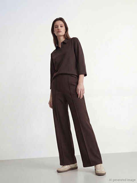 LCW Modest Yüksek Bel Geniş Paça Kadın Pantolon - S6N421Z8-HMK