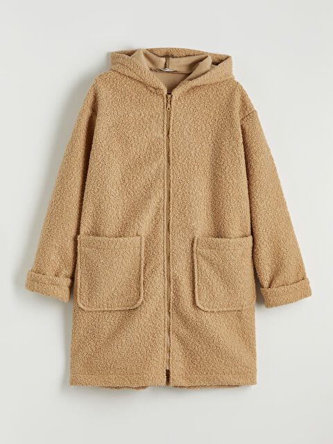 LCW Grace Kapüşonlu Kadın Pelüş Hırka - S6N446Z8-J00