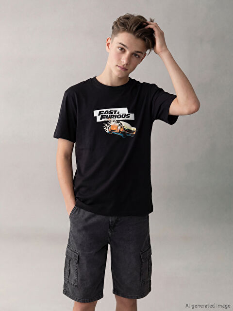 LCW Kids Fast & Furious Baskılı Erkek Çocuk Tişört