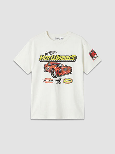 LCW Kids Bisiklet Yaka Hot Wheels Baskılı Erkek Çocuk Tişört