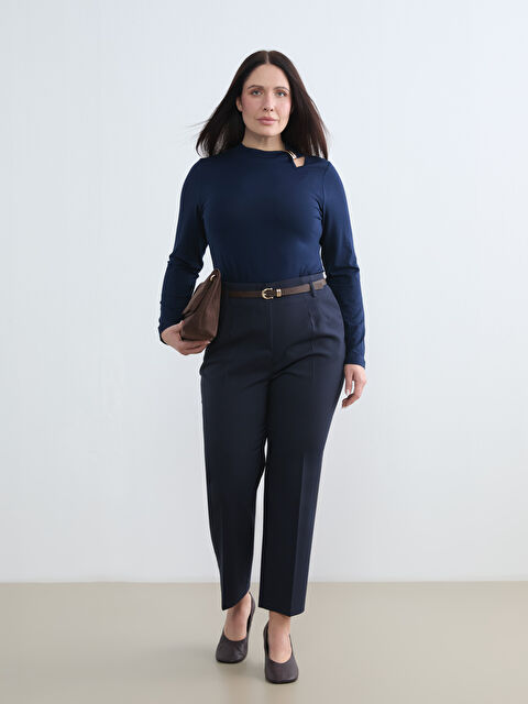 Soulife Büyük Beden Kemerli Havuç Kesim Kadın Pantolon - S6N552Z8-CSF