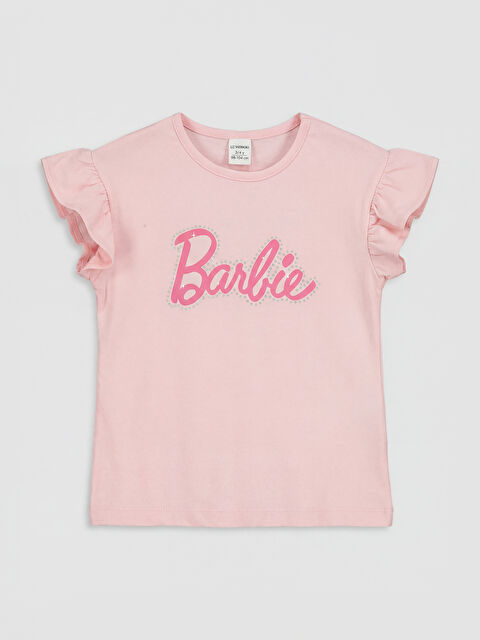 LCW Kids تي شيرت بناتي بطبعة باربي وكشكشة