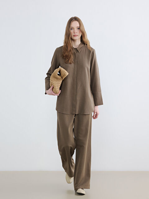 LCW Modest Beli Lastikli Keten Karışımlı Kadın Pantolon