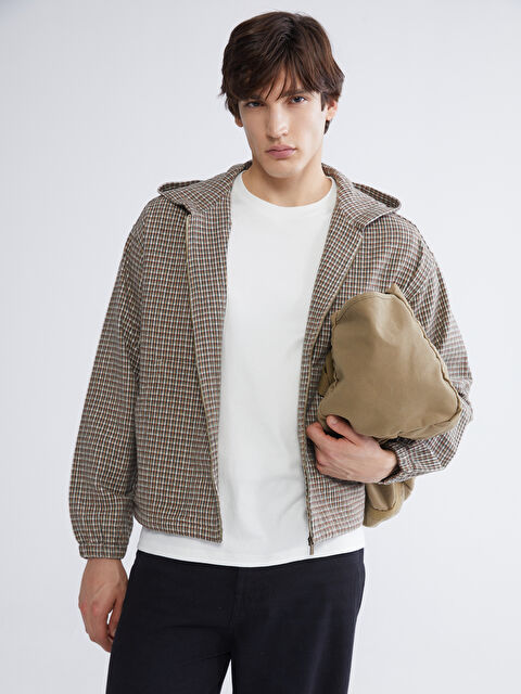 XSIDE Kapüşonlu Rahat Kalıp Ekose Erkek Gömlek Ceket - S6N723Z8-LMU