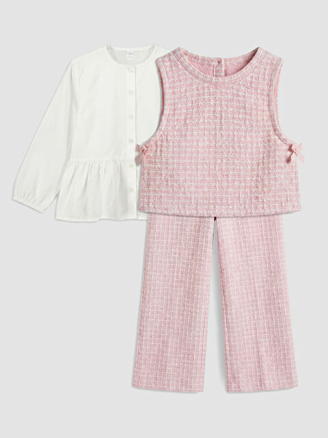 LCW Kids Bisiklet Yaka Ekose Kız Çocuk Takım - S6N733Z1-R9J