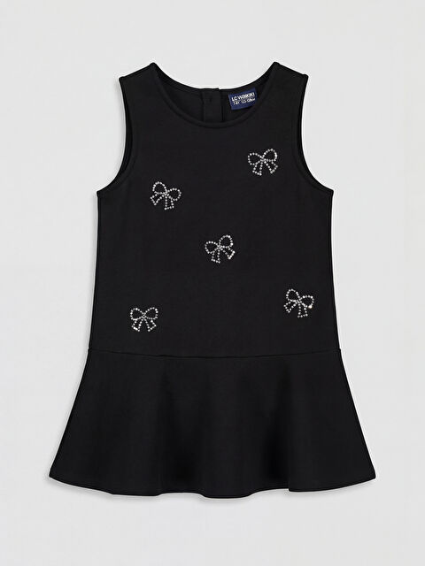 LCW Kids Bisiklet Yaka Taş İşlemeli Kız Çocuk Elbise - S6N775Z1-CVL