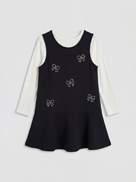 LCW Kids Bisiklet Yaka Fiyonk Detaylı Kız Çocuk Elbise - S6N776Z1-CVL