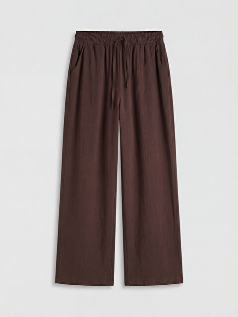 LCWAIKIKI Classic Beli Lastikli Dokulu Kadın Pantolon - S6N785Z8-1FY