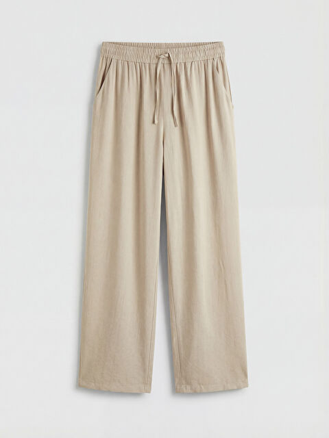 LCWAIKIKI Classic Beli Lastikli Dokulu Kadın Pantolon - S6N785Z8-2SJ