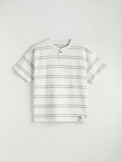 LCW Kids Geniş Kalıp Çizgili Erkek Çocuk Tişört - S6N824Z1-LEN
