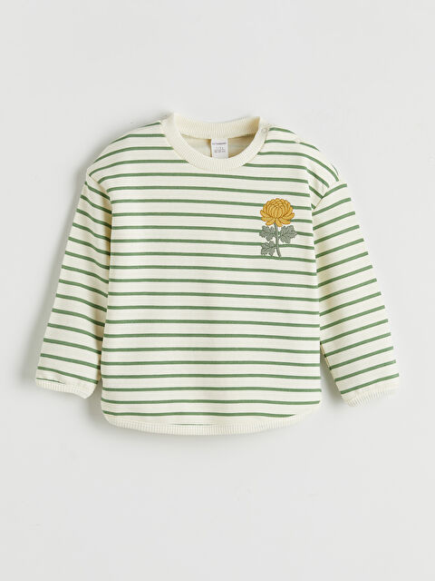 LCW baby Bisiklet Yaka Çiçek Nakışlı Kız Bebek Sweatshirt - S6N827Z1-LFC