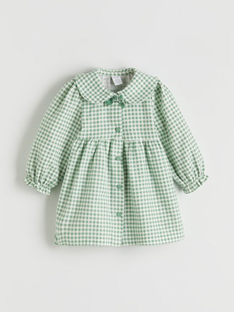 LCW baby Bebe Yaka Ekose Kız Bebek Gabardin Elbise - S6N831Z1-LRA