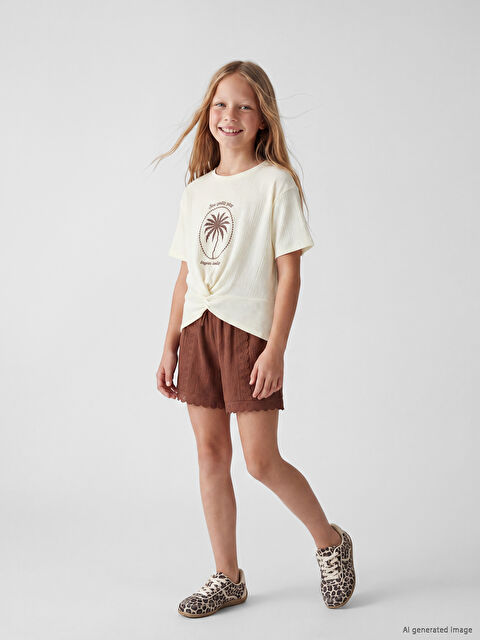 LCW Kids Beli Lastikli Fisto Detaylı Kız Çocuk Şort