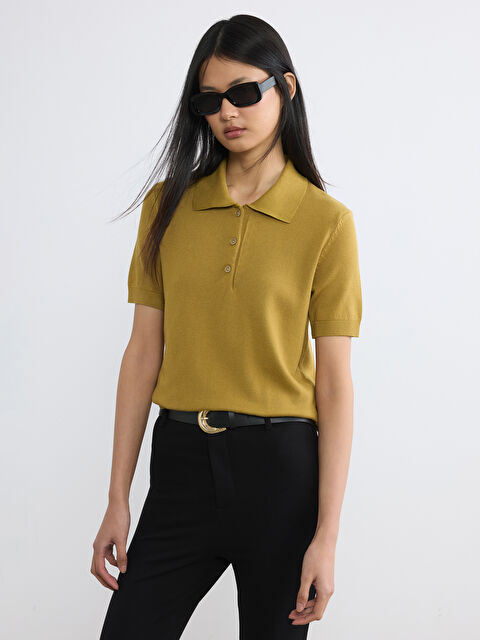 LCW Vision Polo Yaka Kadın Triko Kazak - S6N879Z8-DMK