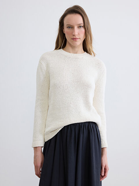 LCW Vision Regular Fit Bisiklet Yaka Kadın Triko Kazak - S6N880Z8-R9J