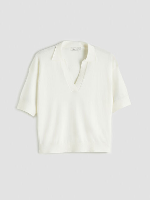 LCW Vision Polo Yaka Oversize Kadın Triko Kazak	 - S6N882Z8-R9J