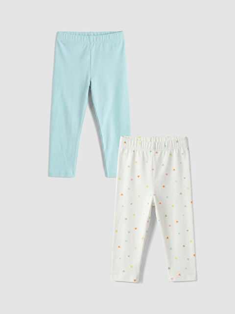 LCW Kids Beli Lastikli Baskılı Kız Çocuk Tayt 2'li - S6N915Z1-FVW