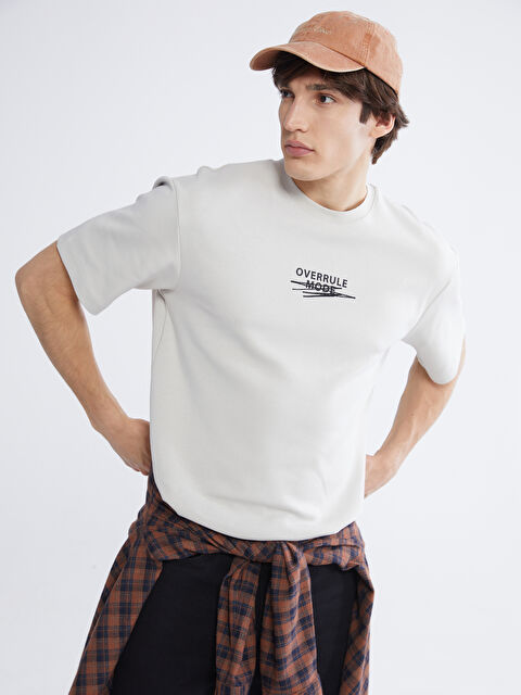 XSIDE Oversize Bisiklet Yaka Baskılı Erkek Tişört - S6NA24Z8-ZAC