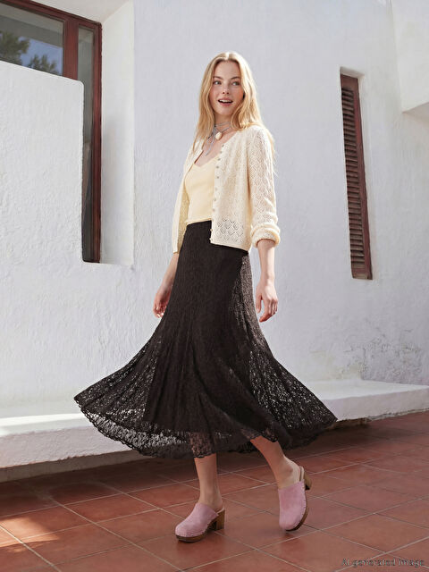 XSIDE Beli Lastikli Dantelli Kloş Etek