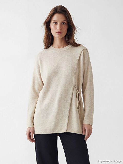 LCW Modest Bisiklet Yaka Kadın Triko Tunik - S6NA71Z8-D2Y