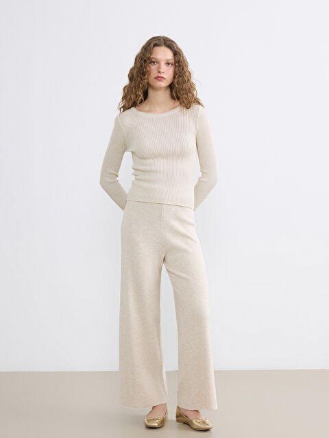 LCW Modest Beli Lastikli Geniş Paça Kadın Triko Pantolon - S6NB02Z8-D2Y