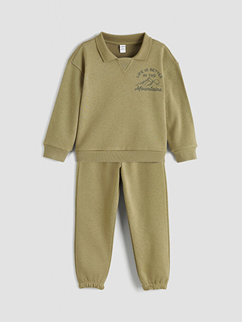 LCW Kids Polo Yaka Baskılı Erkek Çocuk Kalın Eşofman Takımı - S6NB05Z1-GVK