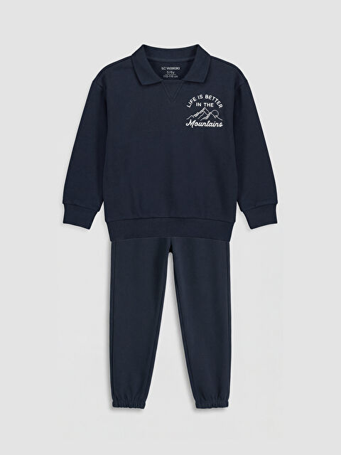 LCW Kids Polo Yaka Baskılı Erkek Çocuk Kalın Eşofman Takımı - S6NB05Z1-R4K