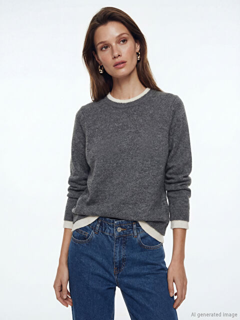 LCW Modest Bisiklet Yaka Kadın Triko Kazak - S6NB57Z8-ZZD