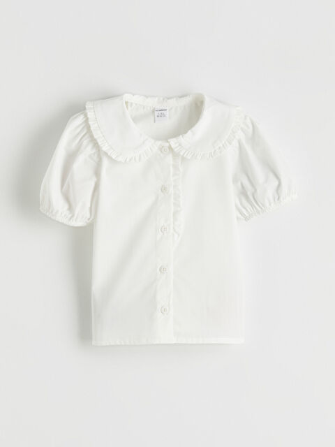 LCW Kids Fırfırlı Bebe Yaka Poplin Kız Çocuk Gömlek - S6NB72Z1-R9J