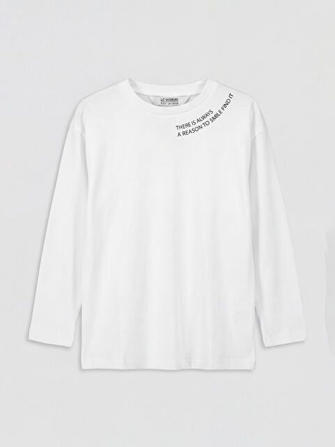 LC WAIKIKI Bisiklet Yaka Baskılı Kız Çocuk Tişört