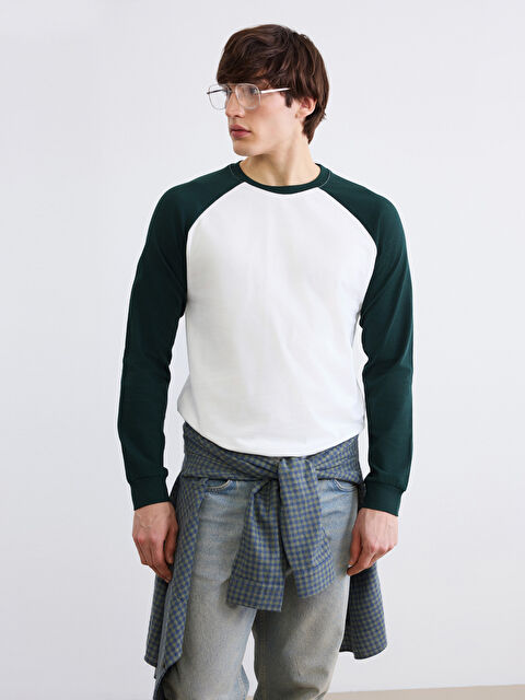 XSIDE Футболка с длинным рукавом и круглым вырезом мужская, цветовой блок