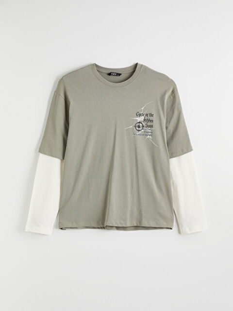 XSIDE Bisiklet Yaka Baskılı Erkek Sweatshirt - S6NC29Z8-QZJ