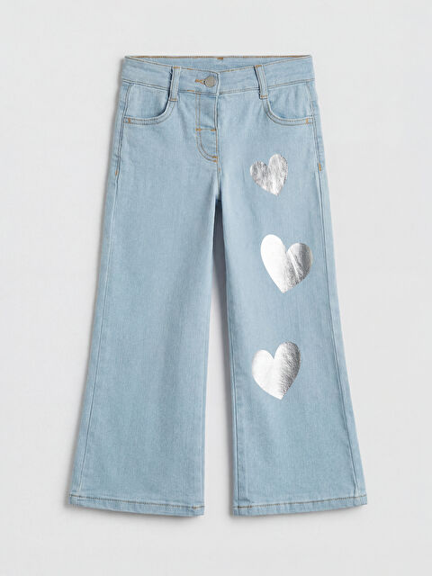 LCW Kids İspanyol Paça Baskılı Kız Çocuk Jean Pantolon - S6NC38Z1-V2T