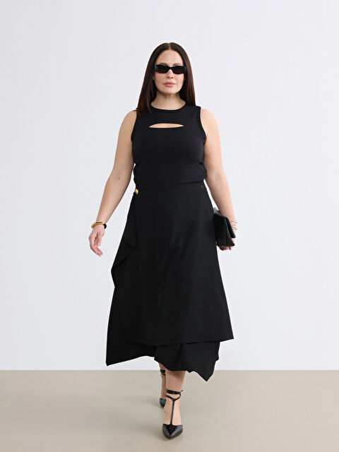 Soulife Yüksek Bel Asimetrik Kesim Etek