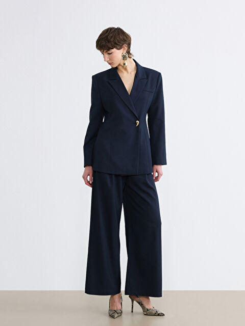 Soulife Loose Fit Geniş Paça Kadın Pileli Kumaş Pantolon - S6NC63Z8-CRP