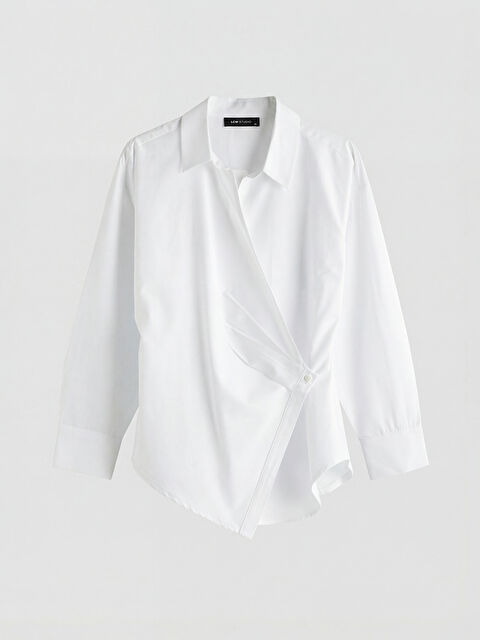 LCW STUDIO Kruvaze Yaka Poplin Kadın Gömlek - S6NC67Z8-Q6K