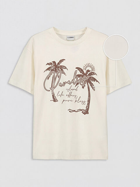 LCW Kids Bisiklet Yaka Baskılı Kız Çocuk Tişört