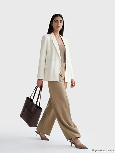 LCW STUDIO Yüksek Bel Pileli Kadın Kumaş Pantolon - S6NC74Z8-2OW