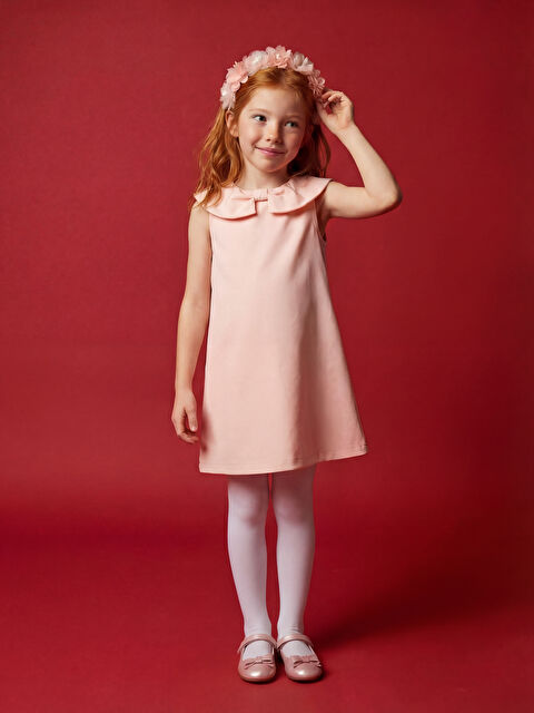 LCW Kids Fiyonk Yaka Detaylı Kız Çocuk Gabardin Elbise - S6NC87Z1-FTG