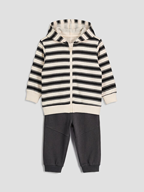 LCW baby Çizgili Erkek Bebek Eşofman Hırka ve Pantolon - S6NC95Z1-LE0