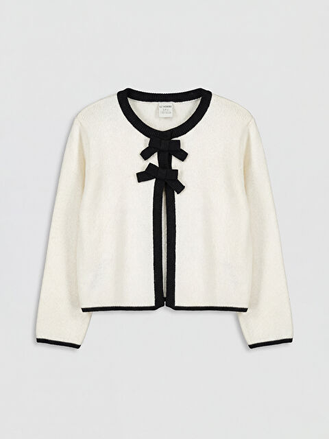 LCW Kids Bisiklet Yaka Fiyonklu Kız Çocuk Triko Hırka - S6ND09Z1-FRC