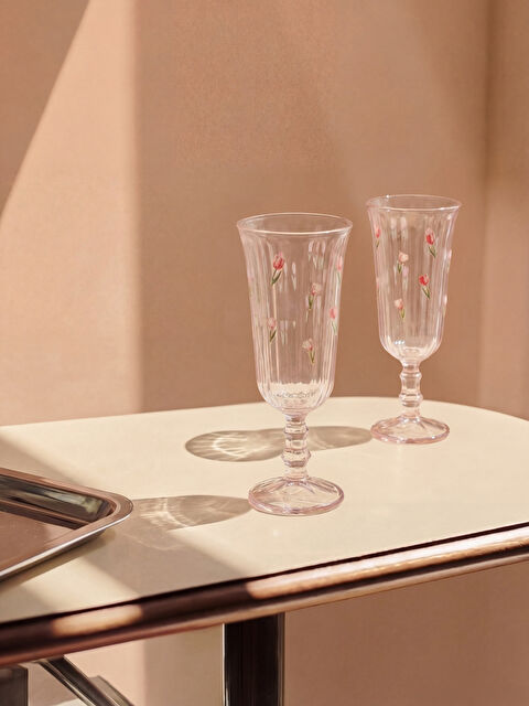 LCW HOME Baskılı Ayaklı Cam Su Bardağı 2'li 120 ml - S6ND47Z8-M0T